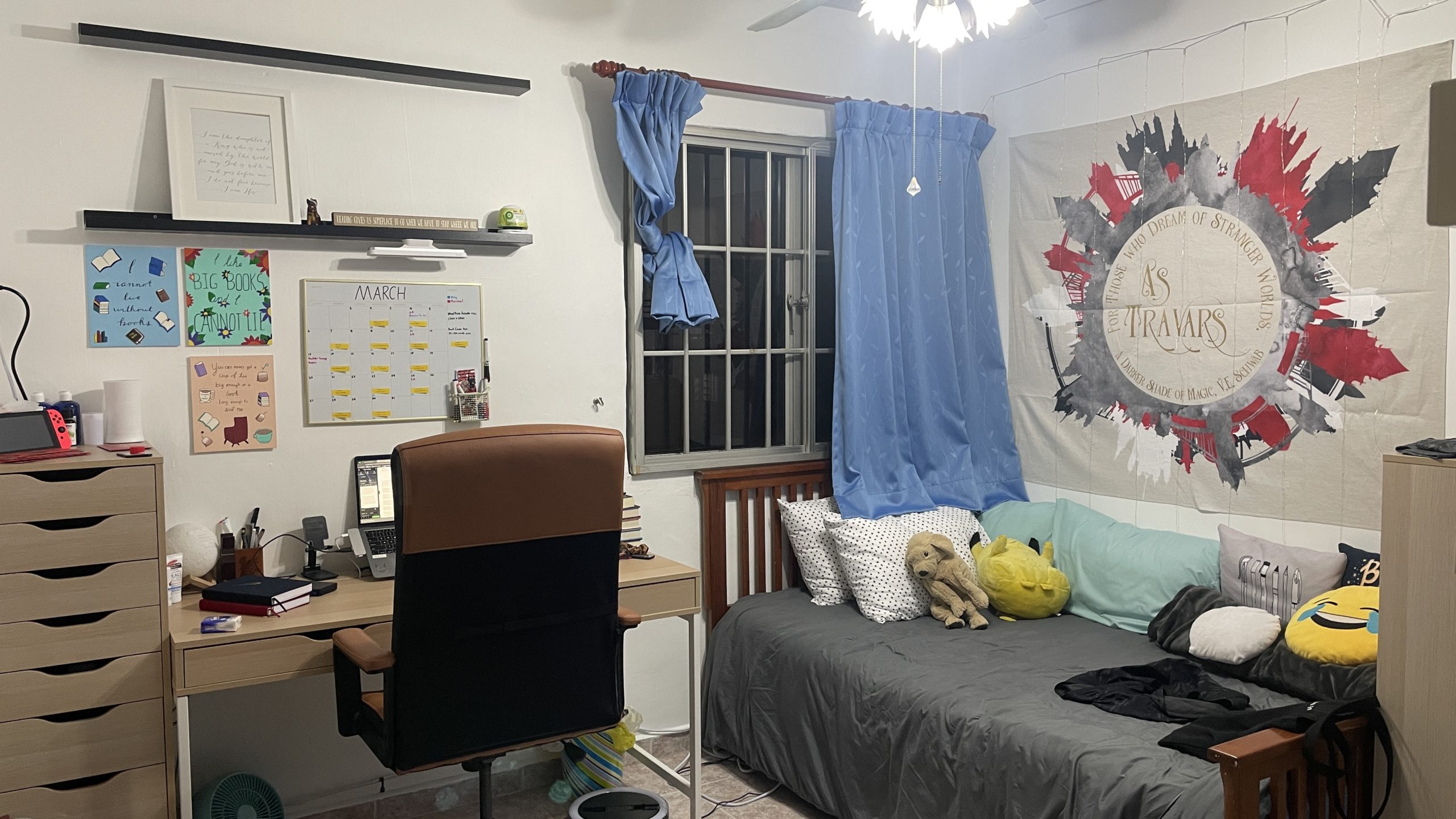 my new room layout and white walls